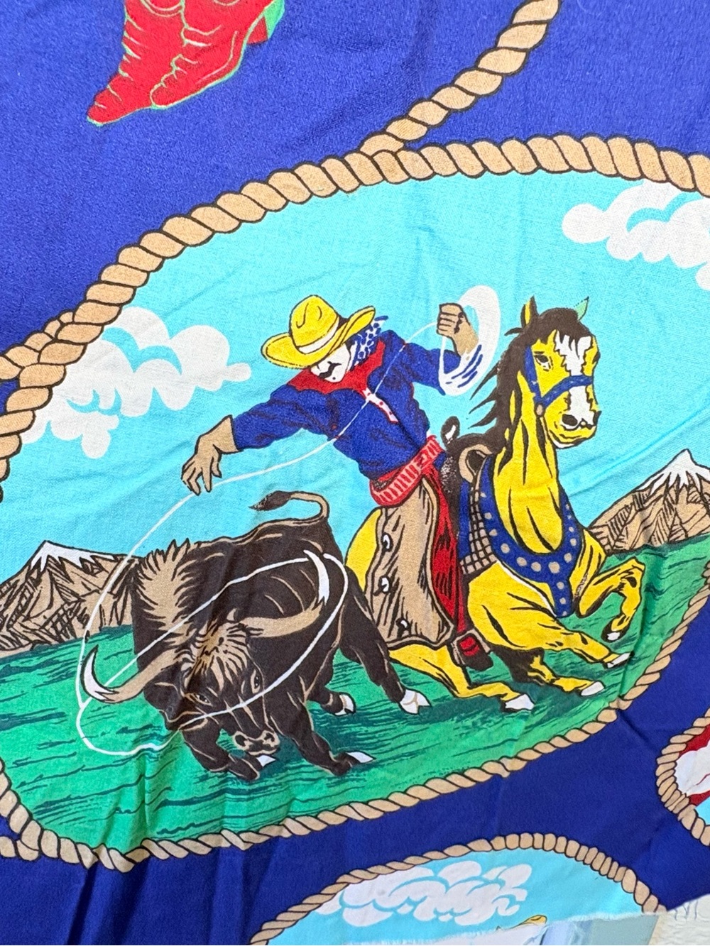 Vintage Princess Fabrics Cowboy Rodeo Western Fabric ~ 2 Yards - Picture 5 of 7
